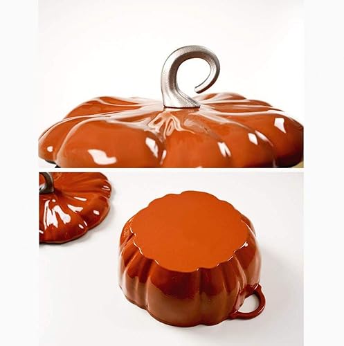 Miniatura 5 de MYYINGBIN Olla de hierro fundido de 9.4in con revestimiento antiadherente, cacerola grande de 3,76 litros, naranja