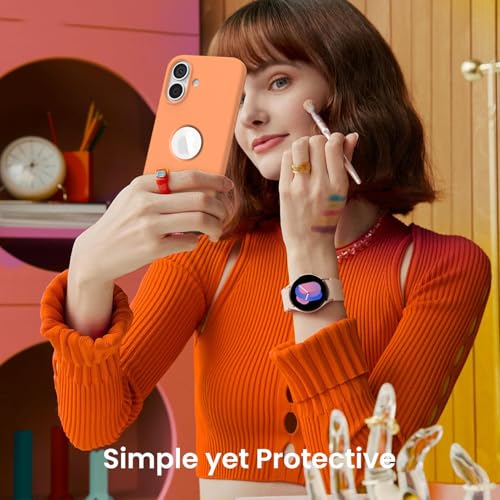 Image of Elzzi Microfiber Logo Cut Cover Compatible for iPhone 17 Case Liquid Silicone Cases Full Body 4 Layer Protective Covers Shockproof Back Cover with High Raised Camera Lips (Cosmic Orange)