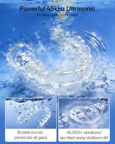 Image of 30W Ultrasonic Retainer Cleaner Machine,IPX7 Waterproof Dental Cleaning Pod,45kHz Denture Dome With UV Light,3 Modes, Digital Timer for Night Guard, Mouth Guard, Braces with 230ml Tank