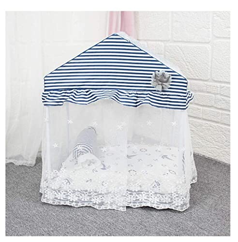 猫犬のベッドペットベッド犬小屋贅沢犬家プリンセステント犬小屋ネストマットペット犬小屋の小さな犬用ペットベッド犬ソファ犬ソファ犬犬ベッドパピーソファ(青、サイズ:45*35*55cm Aqiong