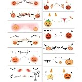 【2024年ハロウィン飾り】ハロウィン タトゥーシール フェイス 顔全体 男女兼用 仮装 コスプレ キッズ かわいい フェイスシール メイク 水転写 テッカー シール かわいい 刺青 小物 かぼちゃ 幽霊 コウモリ クモの巣 12枚セット（Y82）