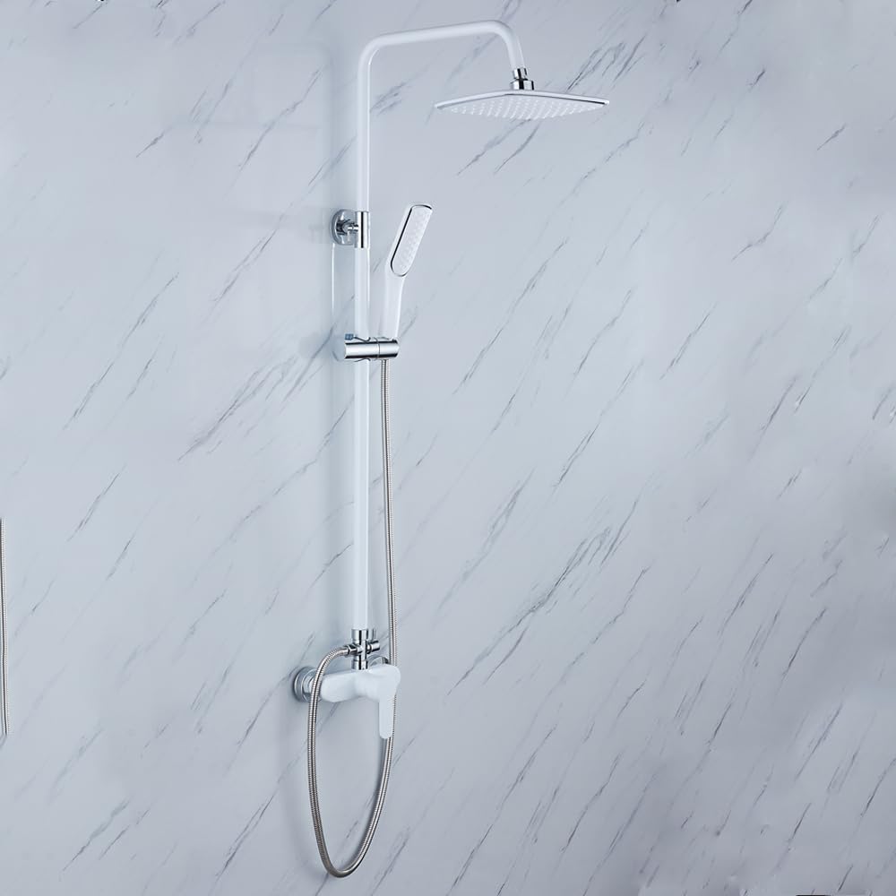 Sistema doccia rubinetto doccia 2 tipi di getti 1,5 m tubo bianco design moderno ideale per hotel e bagni privati