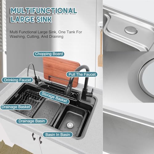 Évier de cuisine simple noir avec robinet pour simplifier la plonge - 3