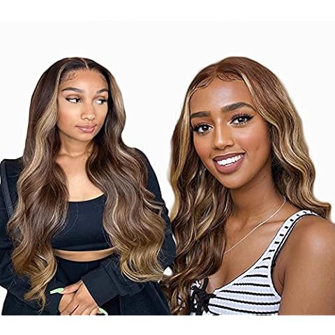 Lace Front Wigs Human Hair Ombre Highlight Human Hair Wig Body Wave Lace Wig P4/27 Highlight Hair Wigs 13x4x1 Lace Front Wigs Human Hair Wig For Black Women 130% Density 30 Inch Cover