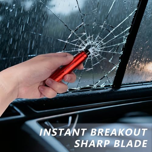 JORVIXN Safe Hammer Glass Breaker Underwater, Car Hammer Window Breaker Seatbelt Cutter Emergency Kit Escape Tool, Car Accessories Safehammer Glass Breaker for Men (2Pack: Black) - Thumbnail 7