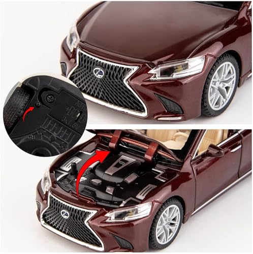 Image of 1 /32 Compatible for Lexus Ls500h Model Car, Zinc Alloy Pull Back Toy car with Sound and Light for Kids Boy Girl Gift (Brown)