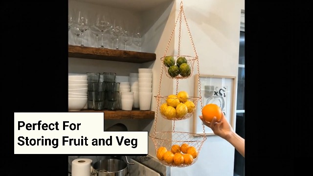 Amazon.com: Fox Run 3-Tier Copper Kitchen Hanging Fruit Baskets