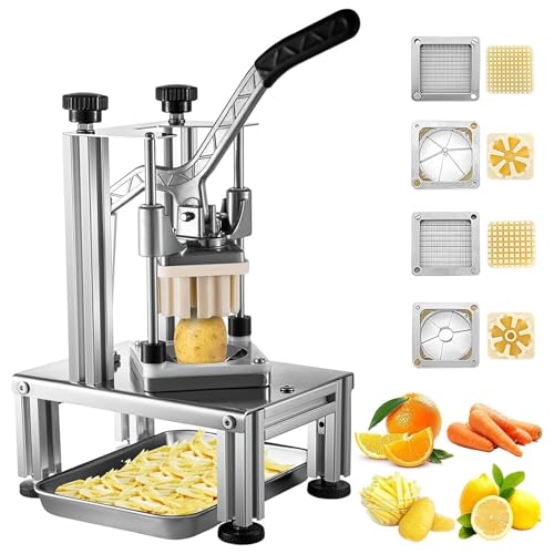 Commercial Heavy-Duty Food Processor Chopper - [Wattage] W [Capacity] Kg/H, Stainless Steel Multi-Function w/ 4 Interchangeable Blades for Dicing, Slicing, Julienne (Fruits & Vegetables)