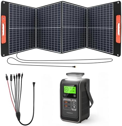 Generador Solar Portátil, 222Wh Estación de Energía, Salida de CA...