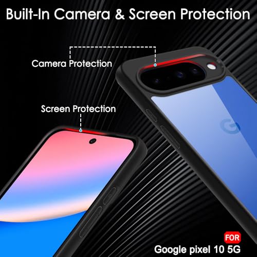 Image of TheGiftKart Ultra-Hybrid Shockproof Back Cover Case for Google Pixel 10 | Camera Protection Bump | Hard Back Cover Case for Pixel 10 (PC & TPU, Transparent Clear Back, Black Sides)