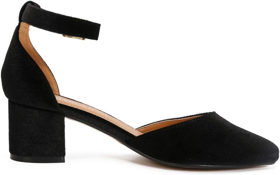MAIERNISI JESSI Unisex Men's Women's Pointed Toe Ankle Strap Pumps, 2.17 Inch Block Heel, D'Orsay Style