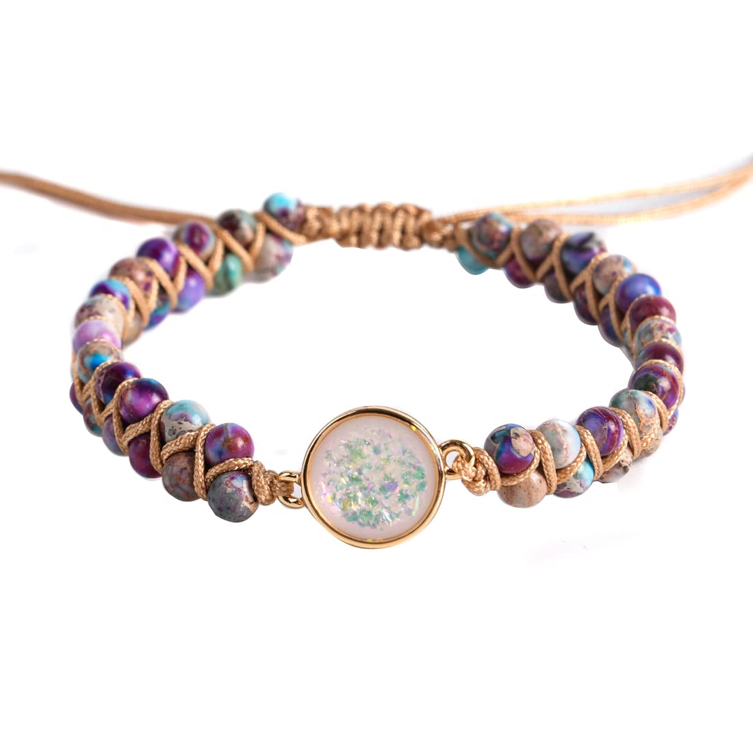 YGLINE Stone Bead Yoga Meditation Bracelet Healing Crystal Double Layer Natural Gemstone Beaded Relax Anxiety Bracelets for Women Men