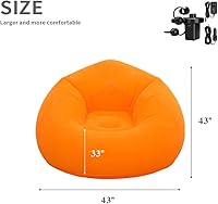 Vista 2 de Silla inflable con bomba de aire, sofá tumbona para sala de estar interior, dormitorio, tumbonas (naranja)