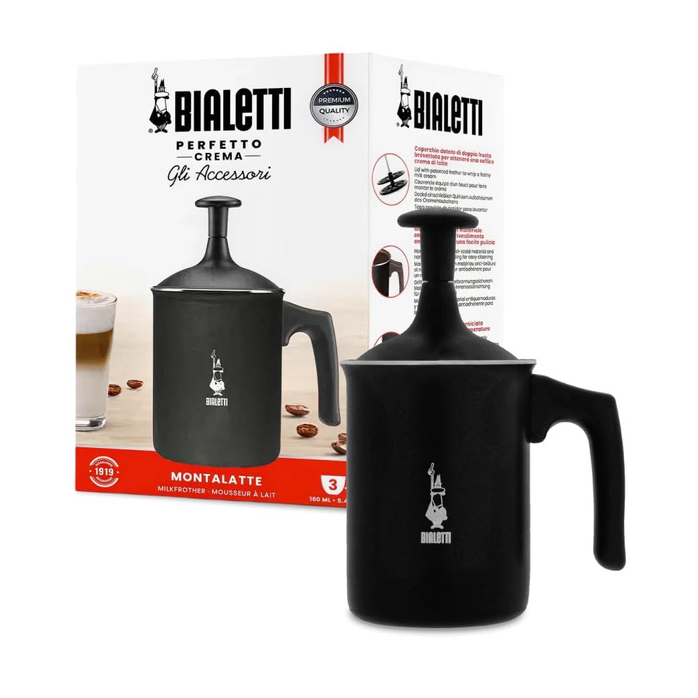 Bialetti Tutto Crema, Perfect Cream, No apto para cocinas de inducción, Apto para lavavajillas, Aluminio antiadherente, 3 Tazas (160ml)