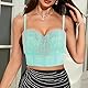 Segreto Sexy Damen Strass Fransen Push Up Bustier Diamant Quaste Korsett Trägertop Crop Tank Top Corsage BH Clubwear Türkis