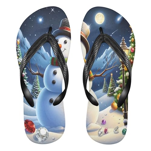 Burbuja Snowman Flip Flops for Women Men, Soft Thong Sandals Rubber Slippers for Pool Beach Essentials