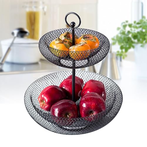 RUETERY Frutero de 2 niveles, almacenamiento de frutas, fruta, forma nido de pájaro, cesta de frutas, capacidad de carga 10 kg, para pasteles, ensaladas, postres, aperitivos, galletas, dulces, frutas,
