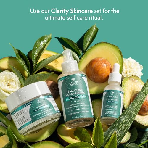 Nature Spell Bakuchiol & Cica Clarifying Daily Skincare Set, Gentle Foaming Cleanser, Face Serum & Face Cream, Vegan Retinol - Image 4