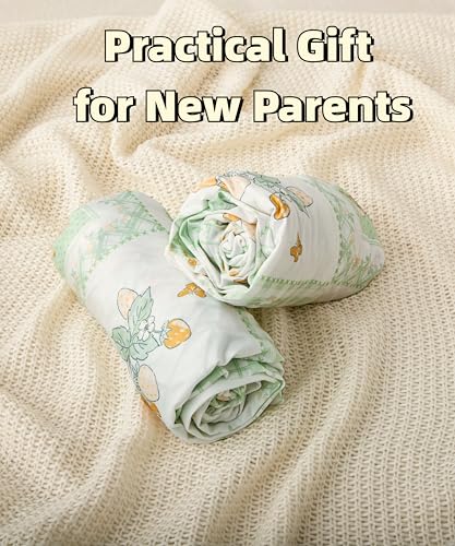 Image of SDY Jersey Floral Crib Sheets for Baby Boys and Girls,52 inchx28 inchx8,2 Pack,Neutral Green Flower Standard Oval /Retangle Crib Mattress Sheets for Toddler,Super Soft Breathable