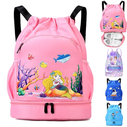 AUNGKWANG Bolso Playa y Mochila Piscina Sirena para Niña - Impermeable Saco de Gimnasia y...