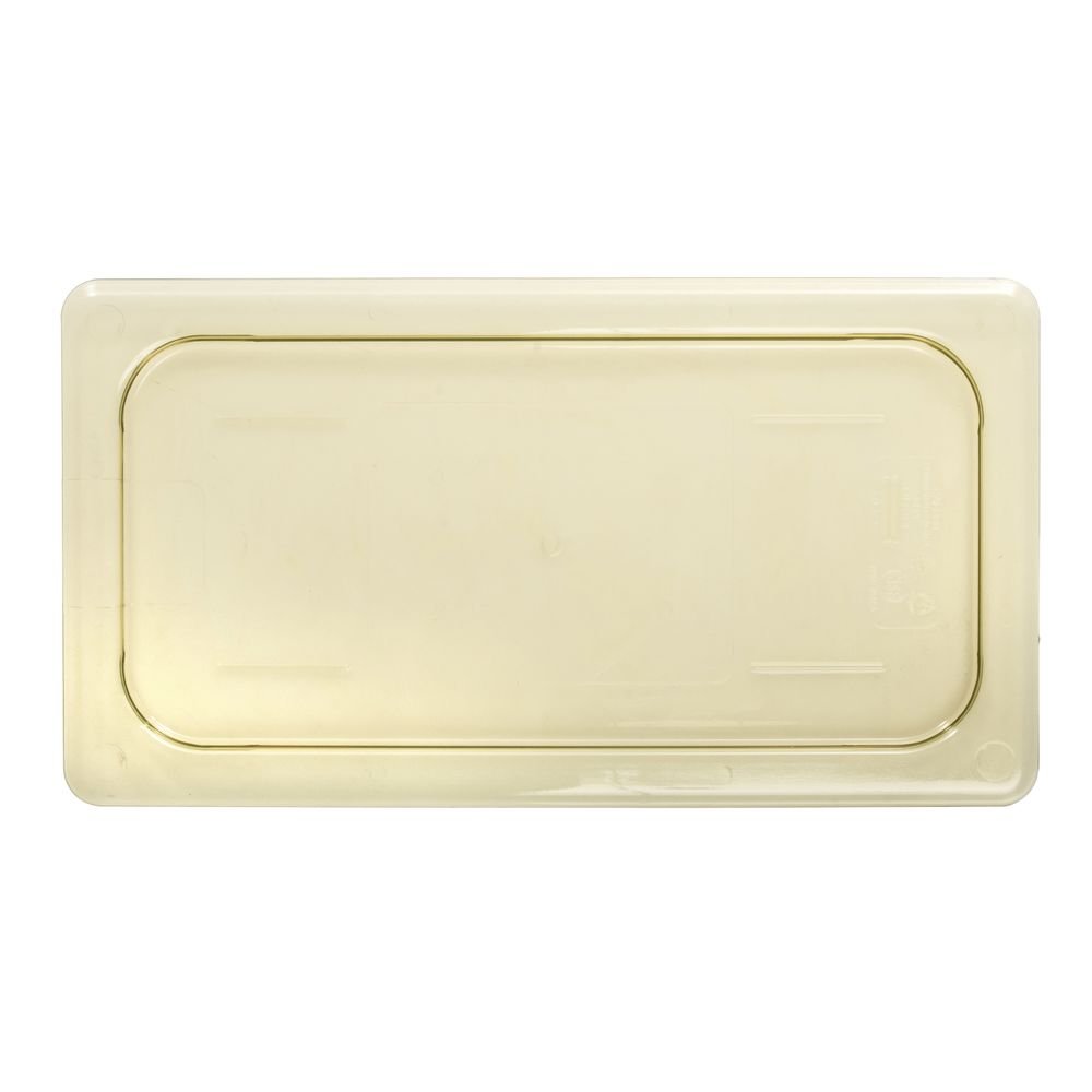H-Pan 1/3 Size Amber Polysulfone Flat High Heat Food Pan Lid by Cambro – High Heat Plastic, Amber, Model 99511327898