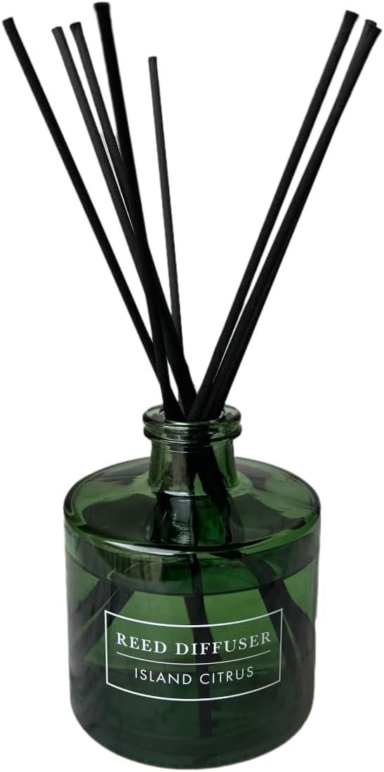 Bellevue Diffuser, 6 fl oz Glass Filled Diffuser, Highly Concentrated Fragrances with Essential Oils, Home Fragrance, Scent: Island Citrus
