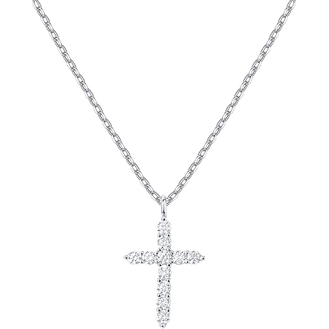 PAVOI 14K Gold Plated Cubic Zirconia Cross Necklace for Women | Cross Faith Pendant Necklaces
