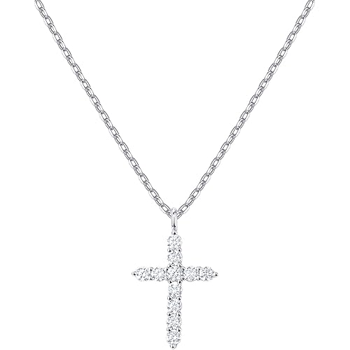 PAVOI 14K Gold Plated Cubic Zirconia Cross Necklace for Women | Cross Faith Pendant Necklaces