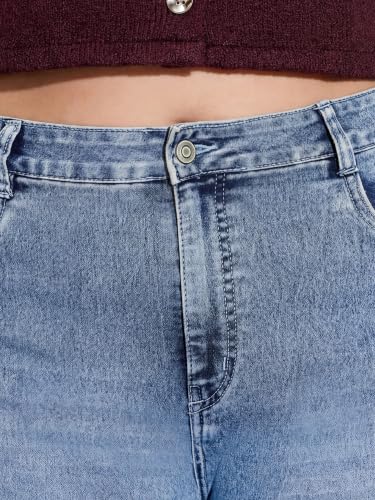 Image of Miss Chase A+ Women's Wide-Leg High Rise Regular-Length Stretchable Denim Jeans