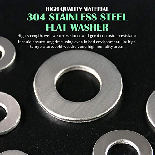 Keadic 320Pcs Flat Washers Set Stainless Steel, 8 Sizes - 1/2 3/8 5/16 1/4 12# 10# 8# 6# Hardware Gasket Assortment Kit (Kit3) - Image 3