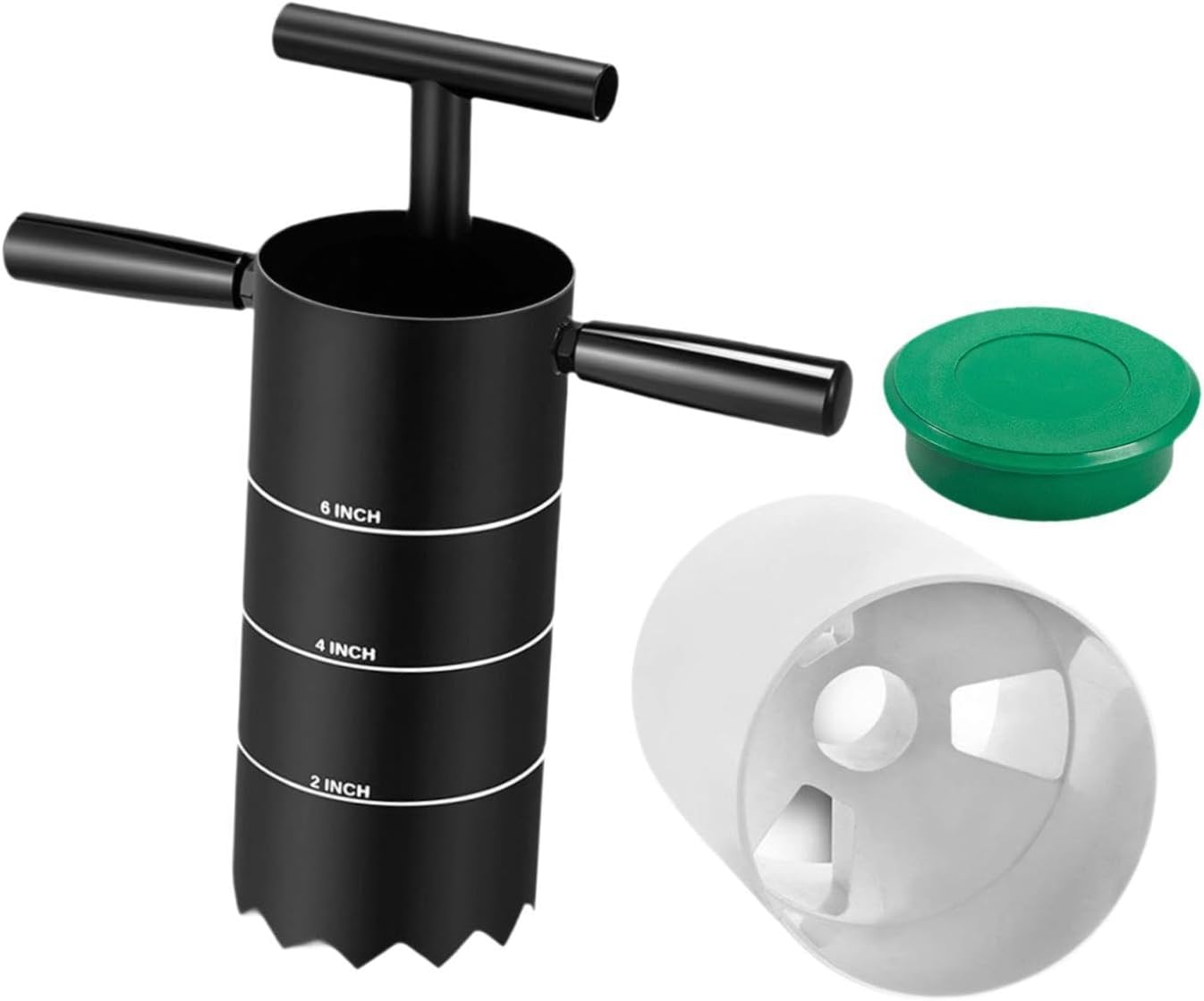 Portable Cutter with Detachable Grip Professional Accessories with Markings Cup Holes Digger for Outdoor, 6 inch Three Hole