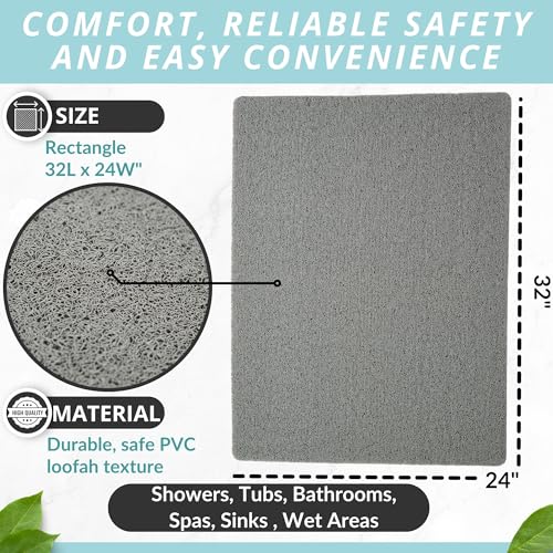 Enkosi LOOF-24X32-GRAY Loofah Shower Mat Non Slip thumb #2