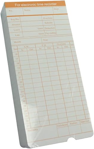 Ciieeo Tarjetas de tiempo de oficina 100 hojas Tarjeta de asistencia Empleado Reloj de Tiempo Personal Horario de Papel Horario Automático Fábrica