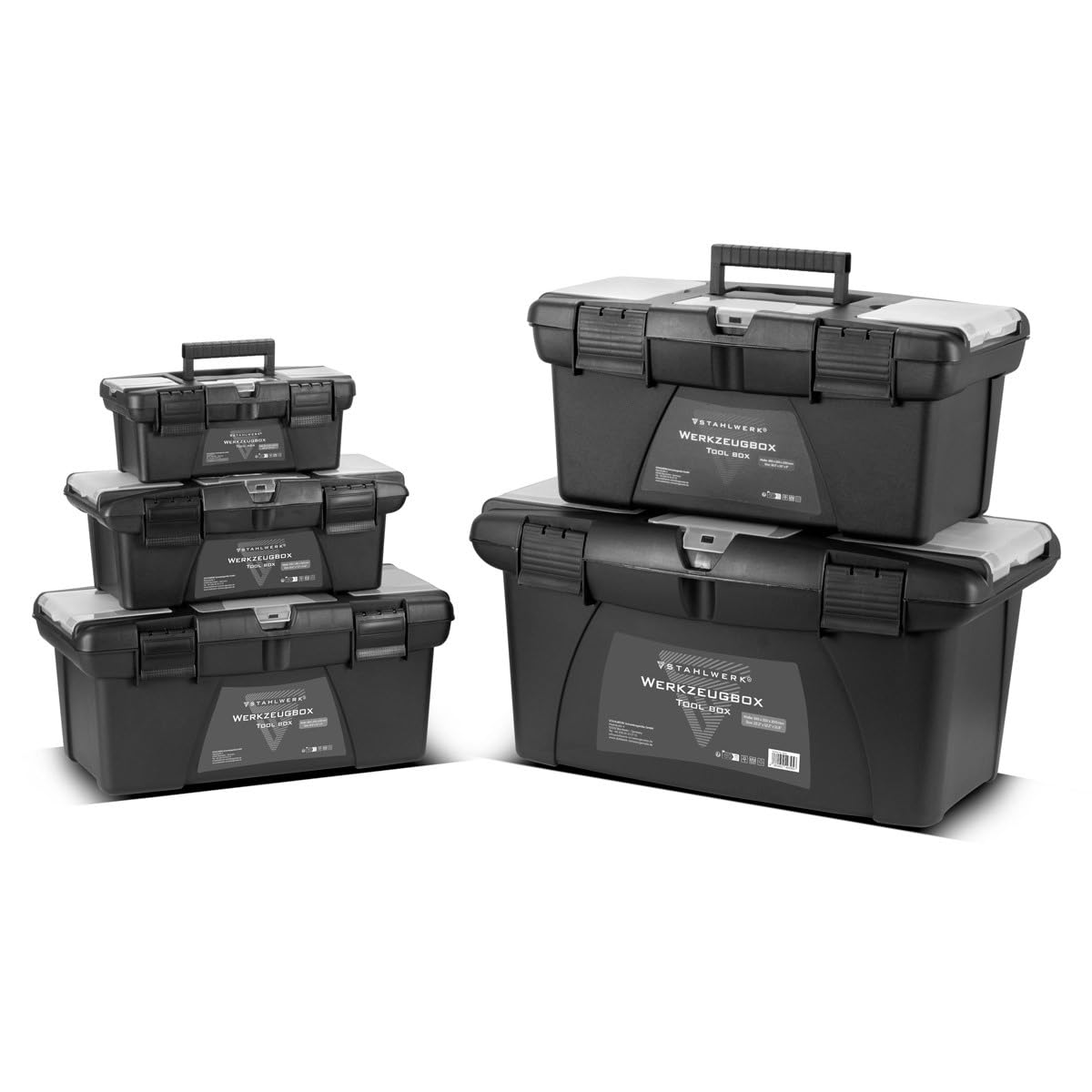 STAHLWERK Toolbox Set 5 leere Werkzeugkisten 5-in-1 Modul-System