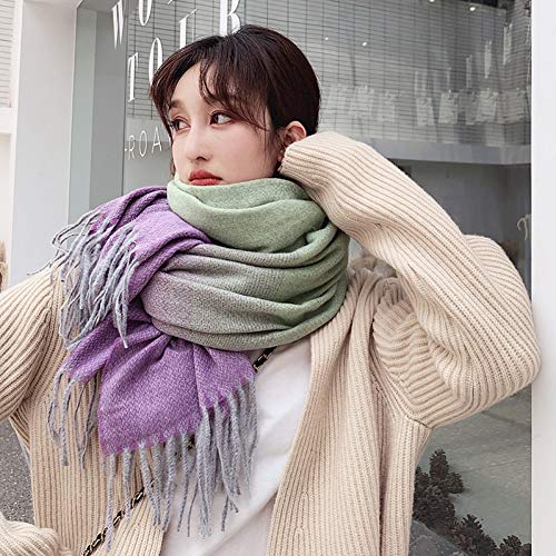 Écharpe d'hiver coloré patchwork violet protégeant du froid | Châle chaud femme