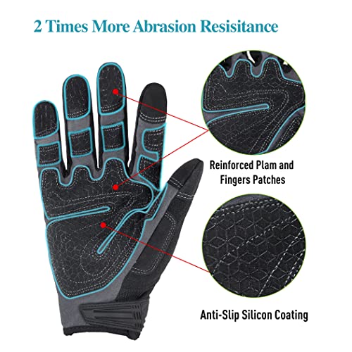 Hanlandy Excellent Grip Work Gloves With Tpr Impact Reducing Safety Worknig Gloves, Mechanic Work Gloves For Men Women (Hi Vis-Green, Medium) #TOP1