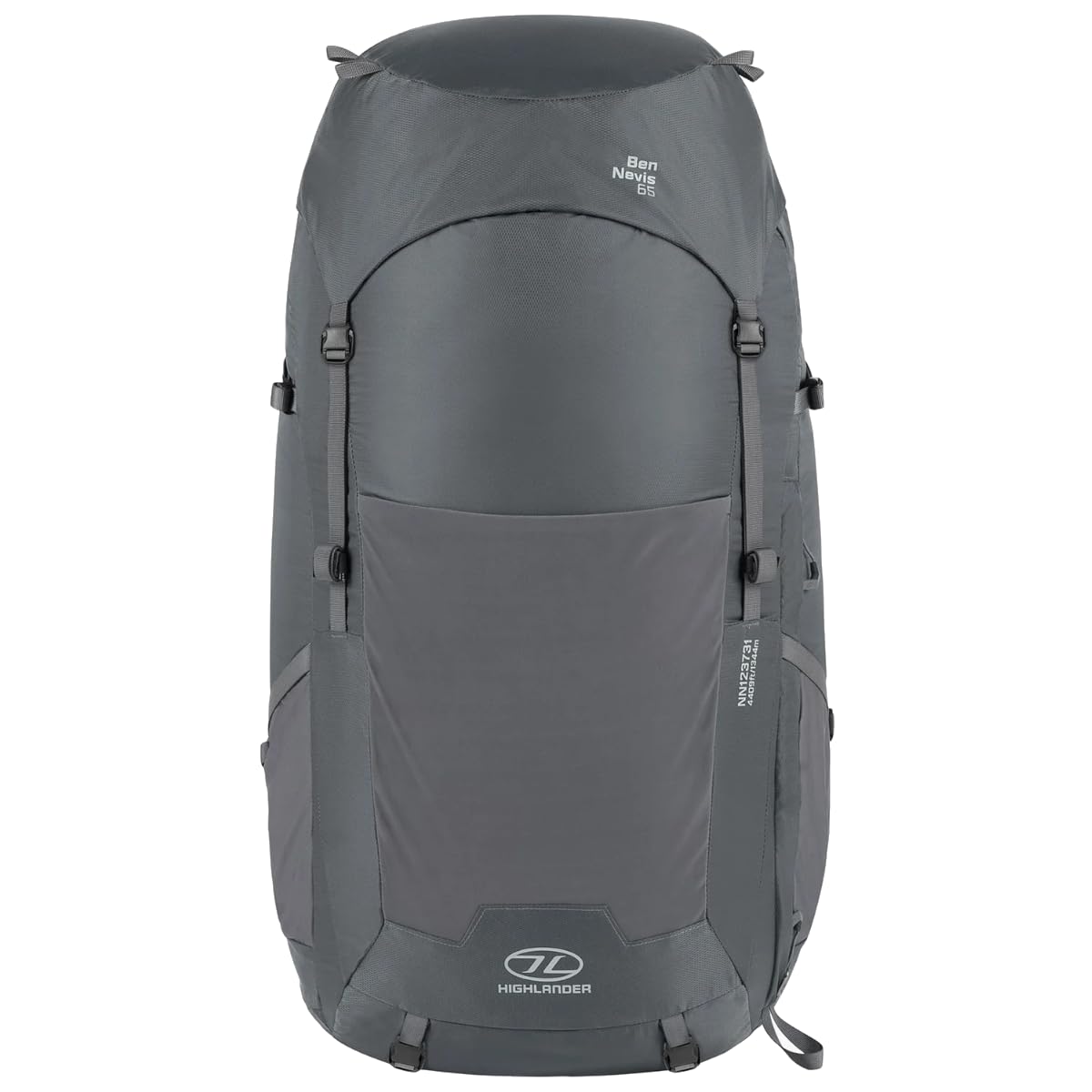 Highlander Ben Nevis Rucksack 65L Mens Outdoor Trek Hike Camping Grey