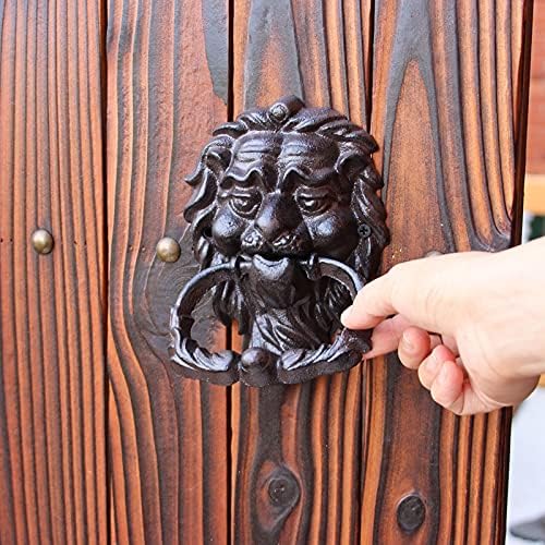 Konsilsa Vintage Door Knocker,Cast Iron Decorative Doorknocker Wrought Iron Door Handle Latch Antique Gate Home Office Pulls (Color : E)