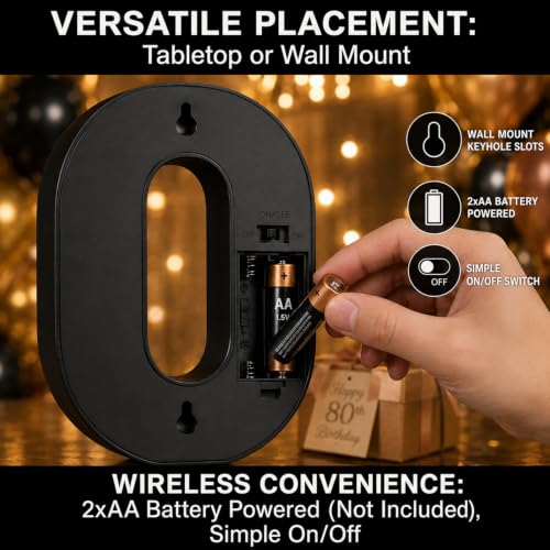 Image of 30th Birthday Decorations for Her Him, Black Light-Up Number 30 Sign, Battery-Operated Illuminated Party Table Decoration Backdrop Wall Decor, 30th Birthday Gifts for Women Men ZJDZTK