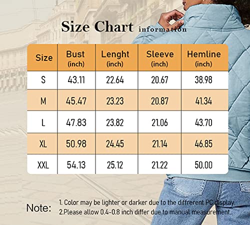 Womens Dolman Quilted Jackets Casual Button Down Winter Long Sleeve Stand Neck Lightweight Warm Coat #TOP4