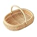 LiPengTaoShop Panier Pique-Nique Panier De Pâques À La Main en Rotin Panier Petit Panier Pain Basket Fruit Basket Paniers Cadeaux pour (Color : Brown, Size : 24.5 * 18.5 * 14cm)