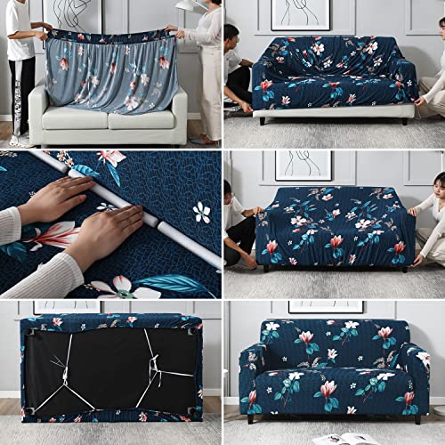 Image of HOKIPO 95% Polyester, 5% Spandex Elastic Stretchable Universal Sofa Cover 1 Seater (Nw-4093-D2, Blue)