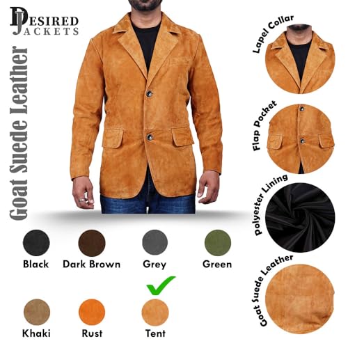 Image of Suede Leather Blazer for Men Suede Sport Coat for Men Blazer Suede Leather Jacket Blazer Coat for Men