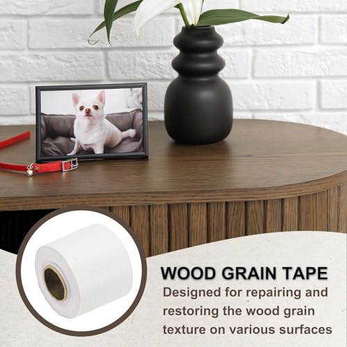 Image of PATIKIL Wood Grain Tape 2 inch x 32 ft, Self-Adhesive Wood Texture Repair Tape Realistic Wooden Effect Patch for Furniture Cabinets Floor Walls, White Wood Grain