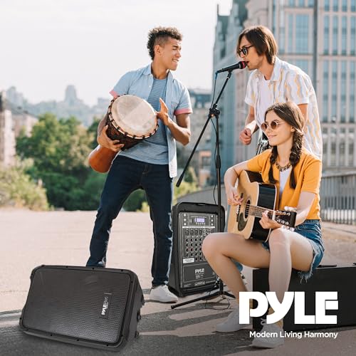 Pyle PA Speaker DJ Mixer Bundle - 300 W Portable Wireless Bluetooth Sound System w/ USB SD XLR 1/4" RCA Inputs - Dual Speaker, Mixer, Microphone, Stand, Cable - Home/Outdoor Party - PPHP28AMX,Black - Image 6