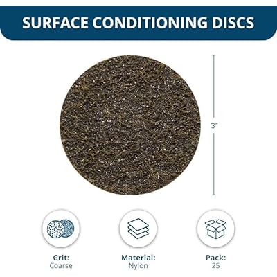 Benchmark Abrasives 3 Inch Sanding Discs Quick Change Nylon Surface Conditioning Discs, Drill & Die Grinder Sanding Disc Rust Remover for Metal Paint Stripper & Removal, Polishing - (25 Pack)(Coarse)