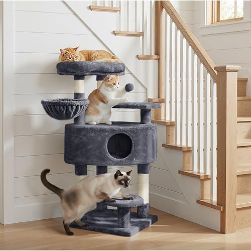 Árbol para gatos Yaheetech 46 pulgadas multi-nivel gris miniatura 2