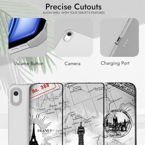 Image of Robustrion Cover for iPad Air 11 inch Cover M4 / M3 / M2 / Air 4th 5th Gen Generation with Translucent Back for iPad Air 11 inch M4 M3 M2 /Air 4 5 10.9 inch - Eiffel