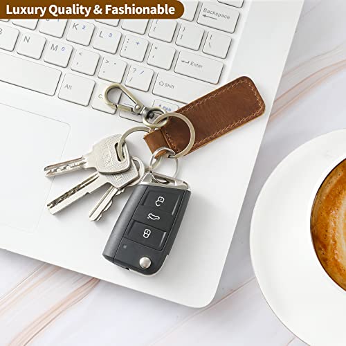 image for Jack&Chris Genuine Leather Car Keychain, Universal Key Fob Keychain, L