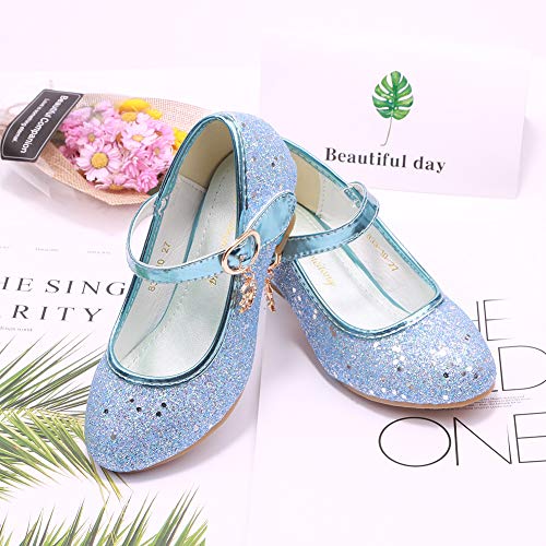 Alpheligance Girls Flats Sparkle Party Mary Jane Princess Dress Shoes(Blue,10) #TOP5